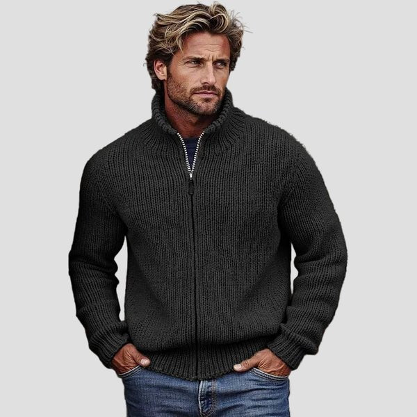 Liam | Vintage Solid Zip Turtleneck Cardigan